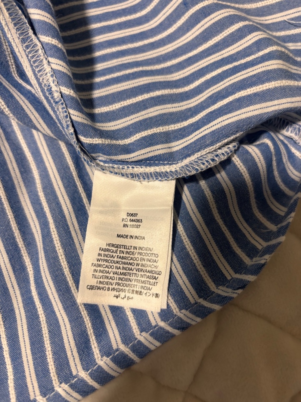 Boden Smocked Bodice Midi dress blue and white striped - Picture 7 of 8